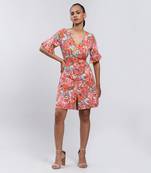 Pink Floral Print Playsuit