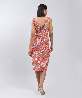 LABEL Pink Floral Print Midi Dress With Side Slits 4