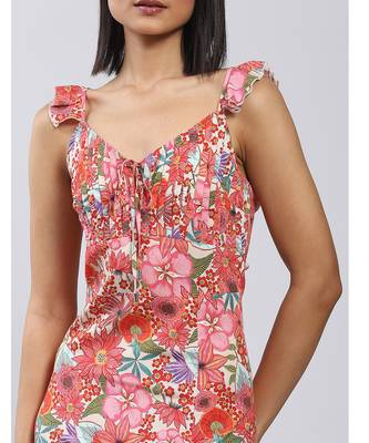 LABEL Pink Floral Print Midi Dress With Side Slits 5