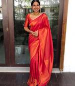  Red Woven Art Silk Saree With Blouse 