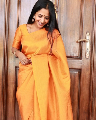  Yellow Woven Art Silk Saree With Blouse  1