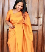  Yellow Woven Art Silk Saree With Blouse 