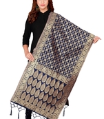 Blue Colour Banarasi Silk Dupatta For Ethnic Formal Party Looks