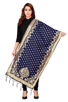 Blue Colour Banarasi Silk Dupatta For Ethnic Formal Party Looks 1