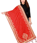 Red Colour Banarasi Silk Dupatta For Ethnic Formal Party Looks