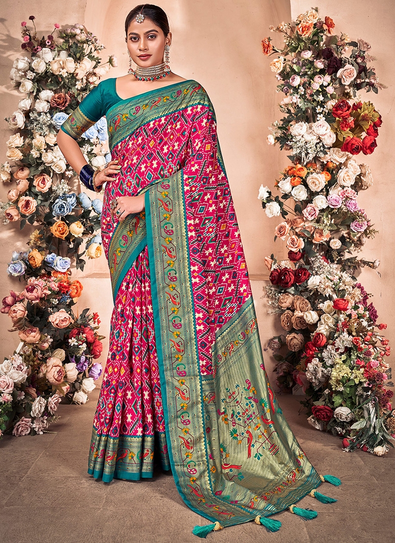 Ethnic Mysore Silk Saree In Pink Colour For Festive Looks