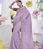 Purple Heavy Work Rich Look Partywear Saree