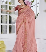 Pink Heavy Work Rich Look Partywear Saree