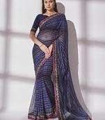 Blue Fancy Partywear Girlish Saree