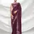 Wine Sequins Embroidery Work Bollywood Style Partywear Saree