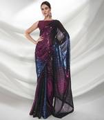 Black Sequins Embroidery Work Bollywood Style Partywear Saree