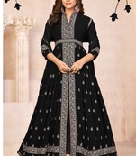 Graceful Black Colour Embroidered Anarkali Dress For Wedding Looks