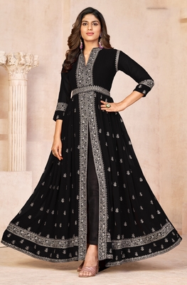 Graceful Black Colour Embroidered Anarkali Dress For Wedding Looks 2