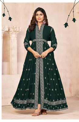 Graceful Green Colour Embroidered Anarkali Dress For Wedding Looks 1