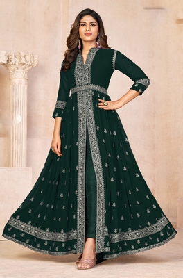 Graceful Green Colour Embroidered Anarkali Dress For Wedding Looks 2