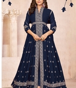 Graceful Blue Colour Embroidered Anarkali Dress For Wedding Looks