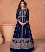 Blue Colour Bollywood Style Fancy Anarkali Dress For Party Wear
