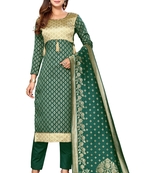 Green Colour Banarasi Silk Ethnic Salwaar Kameez For Festive Wear