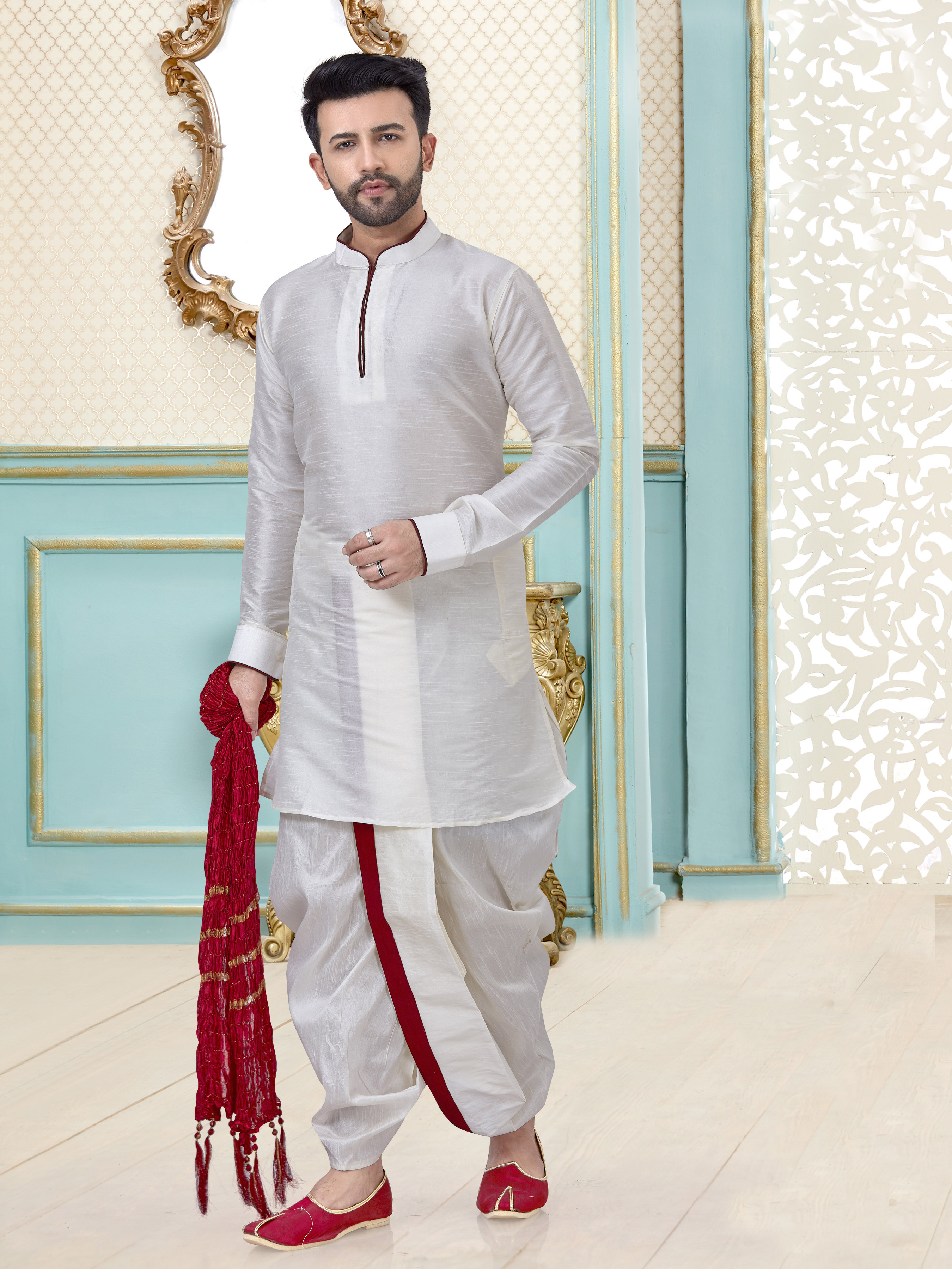 Readymade Men's Kurta With Dhoti