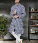 blue embroidered kurta pajama