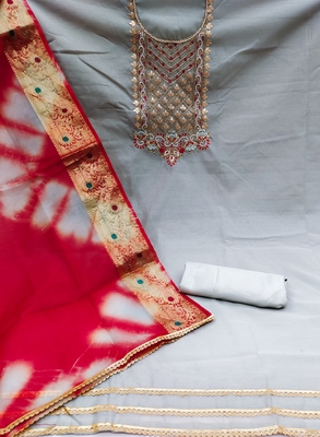 Grey Embroidered Chanderi Salwar 2