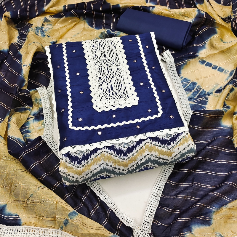 Navy-blue printed cotton salwar