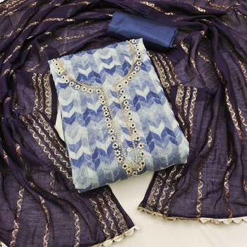 Blue Printed Chanderi Salwar 1