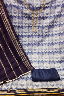 Blue Printed Chanderi Salwar