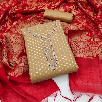 Beige Beads Banarasi Salwar 1