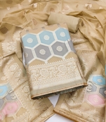 Beige Block Print Banarasi Salwar