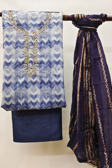 Blue Printed Chanderi Salwar