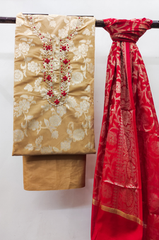 Chiku floral print banarasi salwar