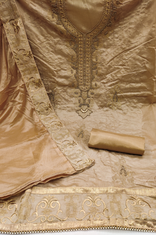 Beige Embroidered Chanderi Salwar