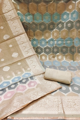 Beige Block Print Banarasi Salwar 2