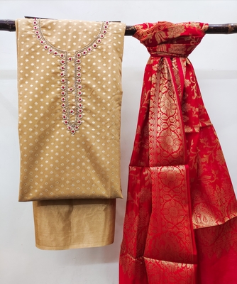 Beige Beads Banarasi Salwar 3