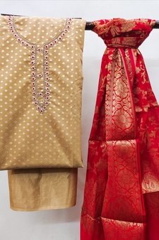 Beige Beads Banarasi Salwar