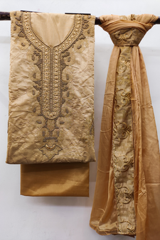 Beige Embroidered Chanderi Salwar