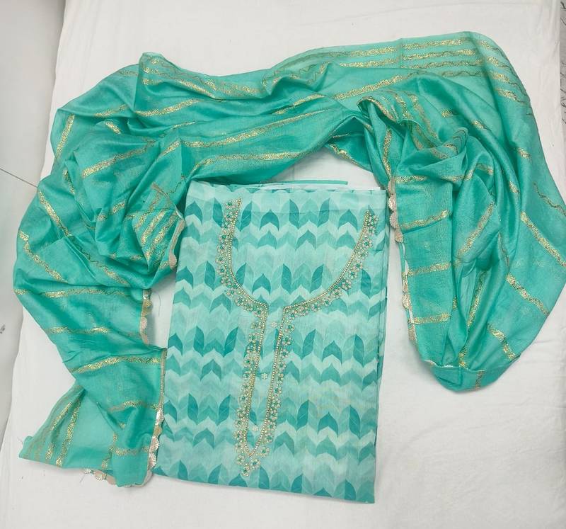 Green Printed Chanderi Salwar