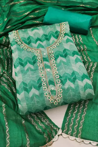 Green Printed Chanderi Salwar