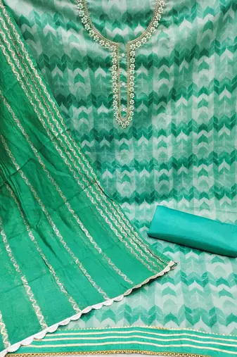 Green Printed Chanderi Salwar