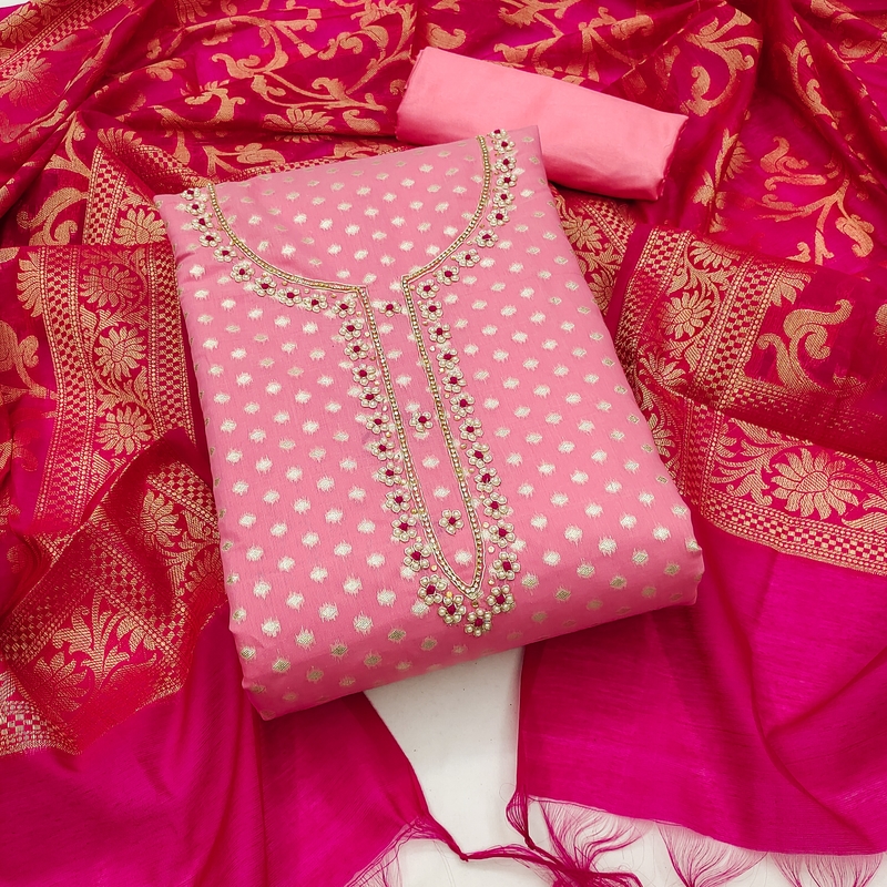 Light-pink beads banarasi salwar