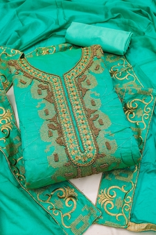 Green Embroidered Chanderi Salwar