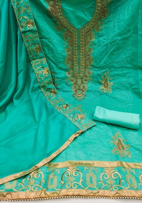 Green Embroidered Chanderi Salwar 2