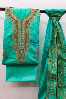 Green Embroidered Chanderi Salwar