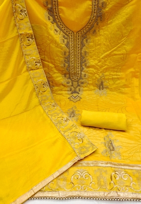 Yellow embroidered chanderi salwar 2