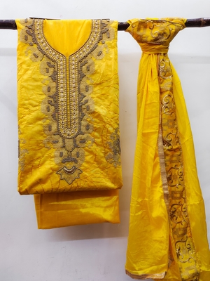 Yellow embroidered chanderi salwar 3