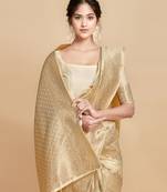 Chiku printed linen saree with blouse