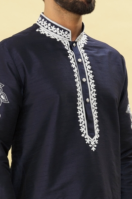 Blue embroidered art silk kurta-pajama 5