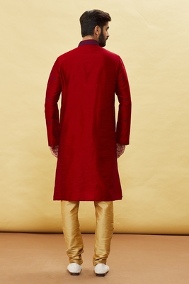 Maroon embroidered art silk kurta-pajama 2
