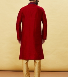 Maroon embroidered art silk kurta-pajama